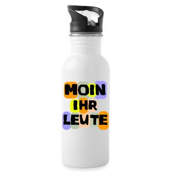 Language Shirt Moin you people fun - Water bottle with straw - white - Right