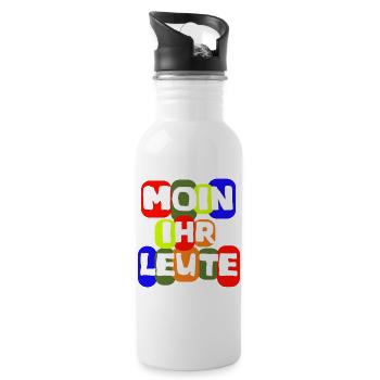 Language Shirt Moin you people fun - Water bottle with straw - white - Right