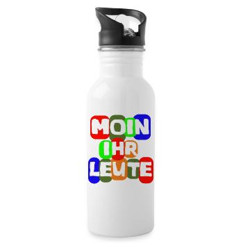 Sprache Shirt Moin ihr Leute spass - Trinkflasche mit integriertem Trinkhalm - Weiß - Rechts