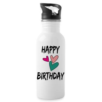 HAPPY BIRTHDAY. HAPPY BIRTHDAY. ANNIVERSARY. - Water bottle with straw - white - Right