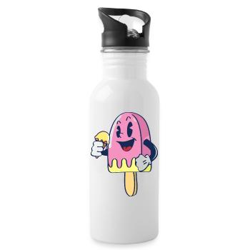 Fröhlicher Kindereis Charakter Eiscreme Eis - Water bottle with straw - white - Right