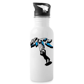 Kiteboarding, Kitesurfer, Kiteboard, kitesurfen - Trinkflasche mit integriertem Trinkhalm - Weiß - Rechts