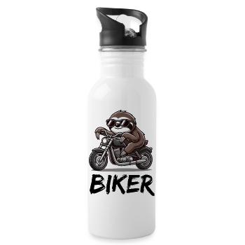 Motard paresseux - Gourde avec paille intégrée - blanc - Droite