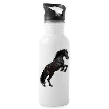 Cheval frison cabré - Gourde avec paille intégrée - blanc - Droite