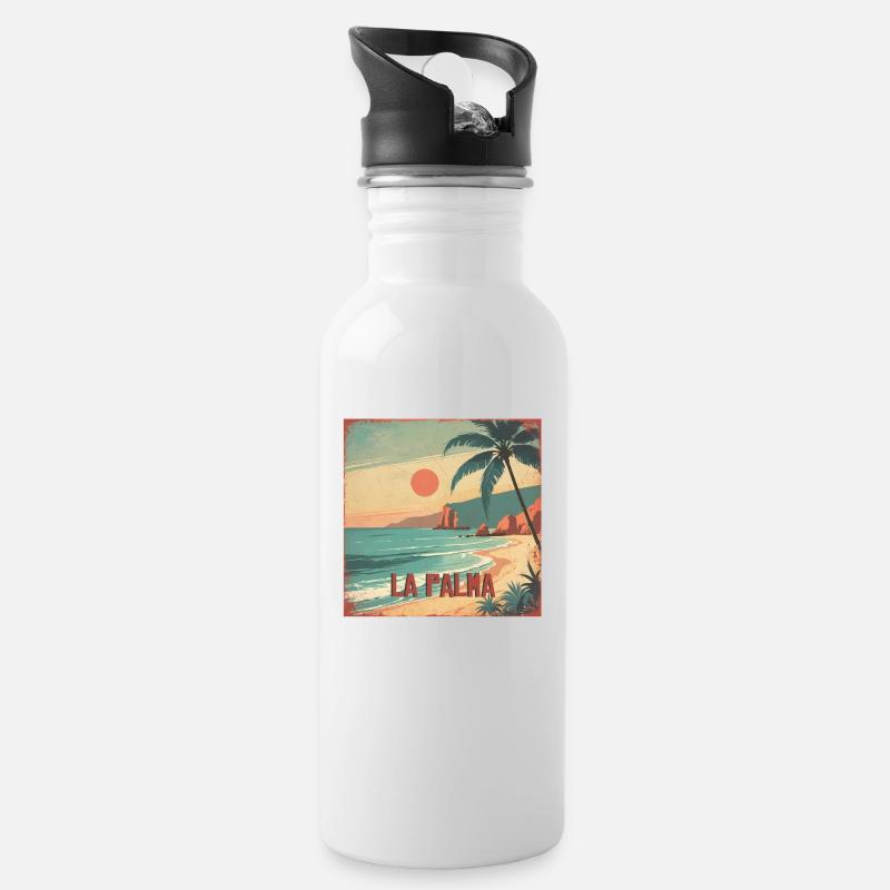 La Palma - Trinkflasche mit integriertem Trinkhalm - Weiß
