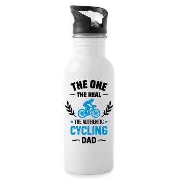 Authentic Cyclist Dad Father's Day - Water bottle with straw - white - Right