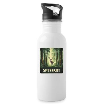 Spessart Hirsch Wald - Trinkflasche mit integriertem Trinkhalm - Weiß - Rechts
