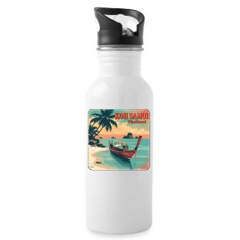 Koh Samui Thailand Longboat - Water bottle with straw - white - Right