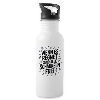 Wenn es regnet sind alle Schaukeln frei - Trinkflasche mit integriertem Trinkhalm - Weiß - Rechts