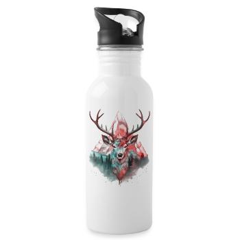 Deer Deer Antlers Animal Nature Forest Wilderness Mountains - Water bottle with straw - white - Right