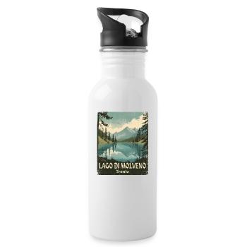 Lac de montagne rétro de Molveno - Gourde avec paille intégrée - blanc - Droite