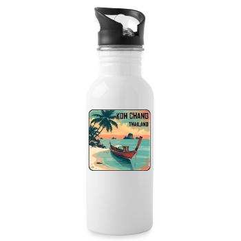 Koh Chang - Trinkflasche mit integriertem Trinkhalm - Weiß - Rechts