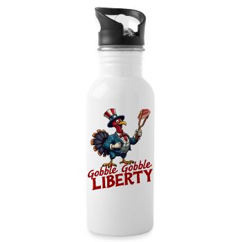 Gobble Gobble Liberty - Trinkflasche mit integriertem Trinkhalm - Weiß - Rechts