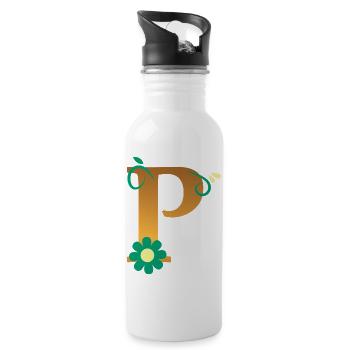 P - Trinkflasche mit integriertem Trinkhalm - Weiß - Rechts
