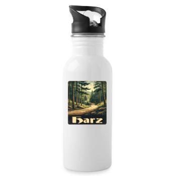Harz Wanderweg - Trinkflasche mit integriertem Trinkhalm - Weiß - Rechts