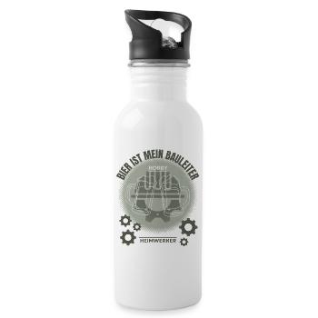 Beer is my site manager – do-it-yourselfer humor - Water bottle with straw - white - Right