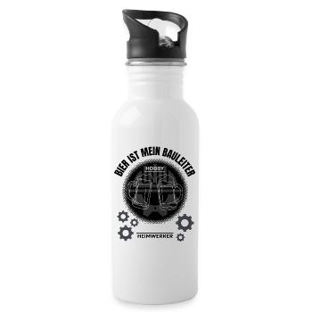 Beer is my site manager – do-it-yourselfer humor - Water bottle with straw - white - Right