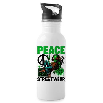 Alien with Peace Boombox - Water bottle with straw - white - Right