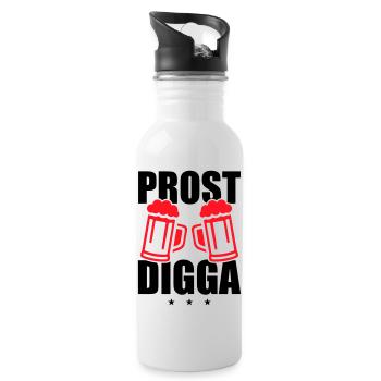 Prost Digga Bier - Trinkflasche mit integriertem Trinkhalm - Weiß - Rechts