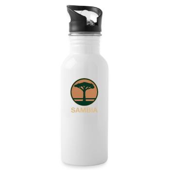 Zambia Tree Round - Water bottle with straw - white - Right
