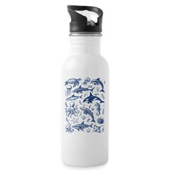 Meer Meerestiere Retro Vintag 2025 Trend - Trinkflasche mit integriertem Trinkhalm - Weiß - Rechts