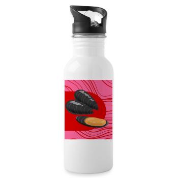 Funky Mussels - Trinkflasche mit integriertem Trinkhalm - Weiß - Rechts