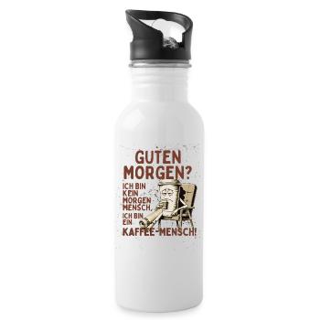Kein Morgenmensch – Kaffee Mensch Humor Shirt - Trinkflasche mit integriertem Trinkhalm - Weiß - Rechts