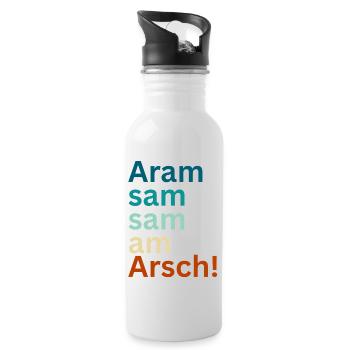 Aramsamsam am Arsch - Trinkflasche mit integriertem Trinkhalm - Weiß - Rechts