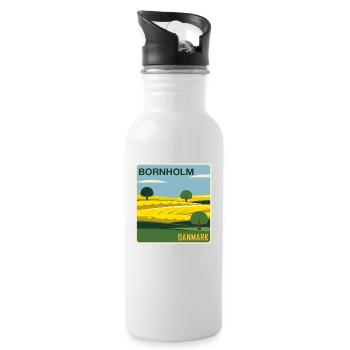 Bornholm Daenemark - Trinkflasche mit integriertem Trinkhalm - Weiß - Rechts