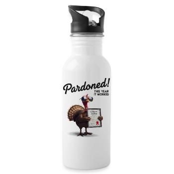 Pardoned Turkey - Trinkflasche mit integriertem Trinkhalm - Weiß - Rechts