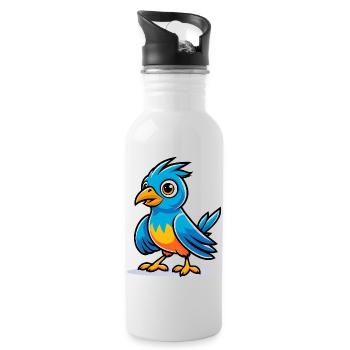 Blue Bird - Trinkflasche mit integriertem Trinkhalm - Weiß - Rechts