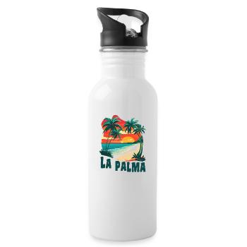 La Palma Kanaren - Trinkflasche mit integriertem Trinkhalm - Weiß - Rechts