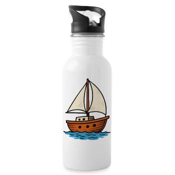 segelboot - Trinkflasche mit integriertem Trinkhalm - Weiß - Rechts