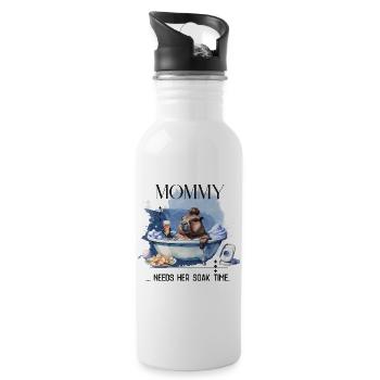 Mommy Needs Her Soak Time – Selfcare Mom Design - Water bottle with straw - white - Right
