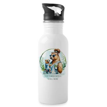 Chill Mom 2026 – Don’t Mess with a Chill Mom - Trinkflasche mit integriertem Trinkhalm - Weiß - Rechts