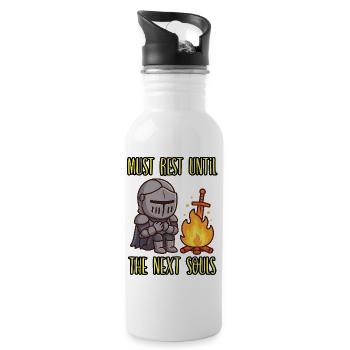 MUSS SICH AUSRUHEN, BIS DIE NÄCHSTEN SEELEN KOMMEN - Gamer Humor - Trinkflasche mit integriertem Trinkhalm - Weiß - Rechts