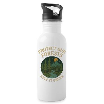 Forest protection nature motif - Water bottle with straw - white - Right