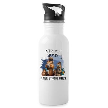 Strong Moms Raise Strong Girls - Trinkflasche mit integriertem Trinkhalm - Weiß - Rechts