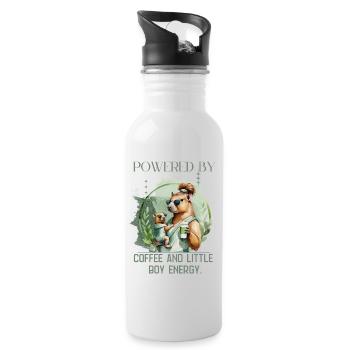 Boy Mom – Calm Energy | Gentle Motherhood - Trinkflasche mit integriertem Trinkhalm - Weiß - Rechts