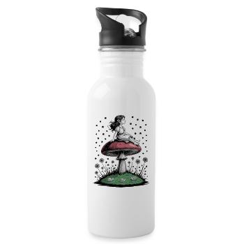 Girl Mushroom Woodland Fairy Star Spell - Water bottle with straw - white - Right