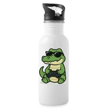 Gamer-Gator - Gourde avec paille intégrée - blanc - Droite