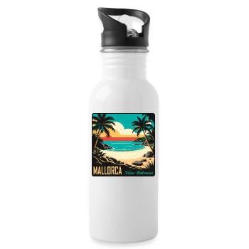 Mallorca Balearen - Trinkflasche mit integriertem Trinkhalm - Weiß - Rechts
