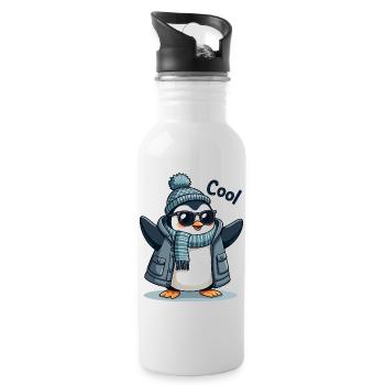 Coolguin - der coole Penguin - Trinkflasche mit integriertem Trinkhalm - Weiß - Rechts