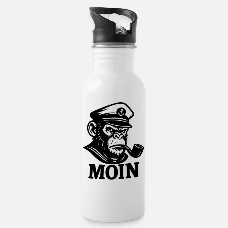 Capitaine Singe avec sifflet MOIN Design - Gourde avec paille intégrée - blanc