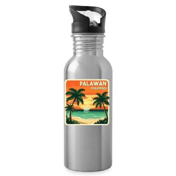 Palawan Philippines - Water bottle with straw - silver - Right