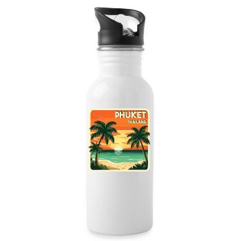 Phuket Thailand - Water bottle with straw - white - Right