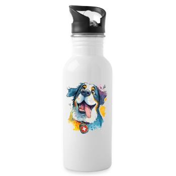 Majestic Swiss St. Bernard - Water bottle with straw - white - Right