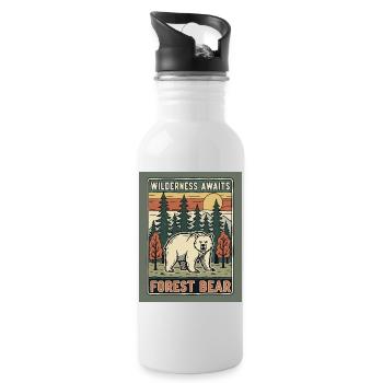 Motif d’ours chasseur de la nature sauvage - Gourde avec paille intégrée - blanc - Droite