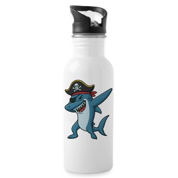 Graphique de requin pirate drôle pour les enfants - Gourde avec paille intégrée - blanc - Droite