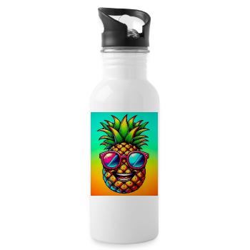 Ananas - Trinkflasche mit integriertem Trinkhalm - Weiß - Rechts